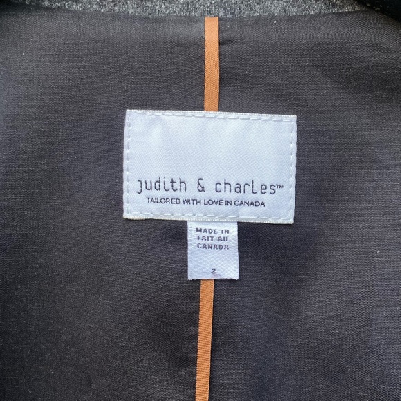 JUDITH & CHARLES grey long wool coat, size 2 - Picture 3 of 7